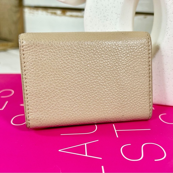 Saint Laurent Taupe Calfskin Line Flap Compact Wallet - Picture 2 of 11